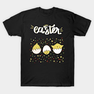 Happy Easter greeting funny chick white text T-Shirt